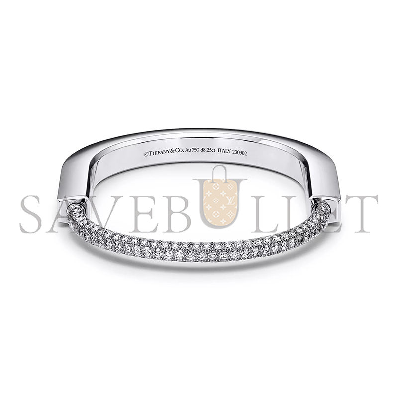 TIFFANY LOCK BANGLE IN WHITE GOLD WITH BAGUETTE AND PAVÉ DIAMONDS 72341937